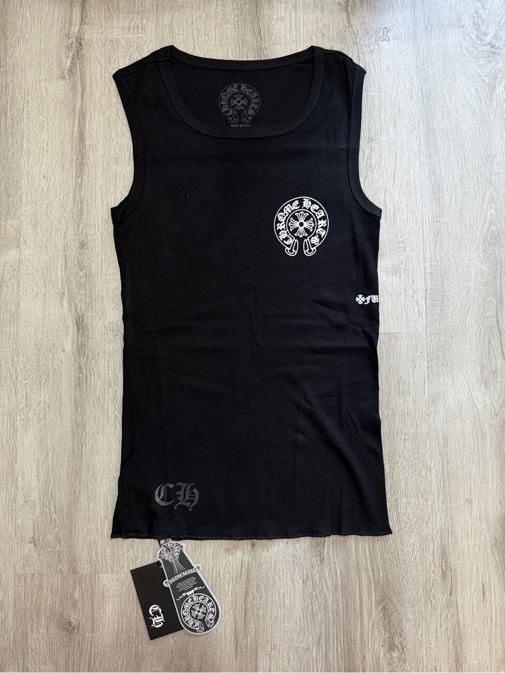 Chrome Hearts Black Tank with White Logo Accents